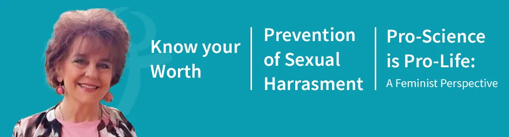 A photo of Cynthia Wood next to her talk titles