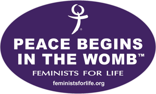 Peace Begins in the Womb oval bumper sticker- Purple