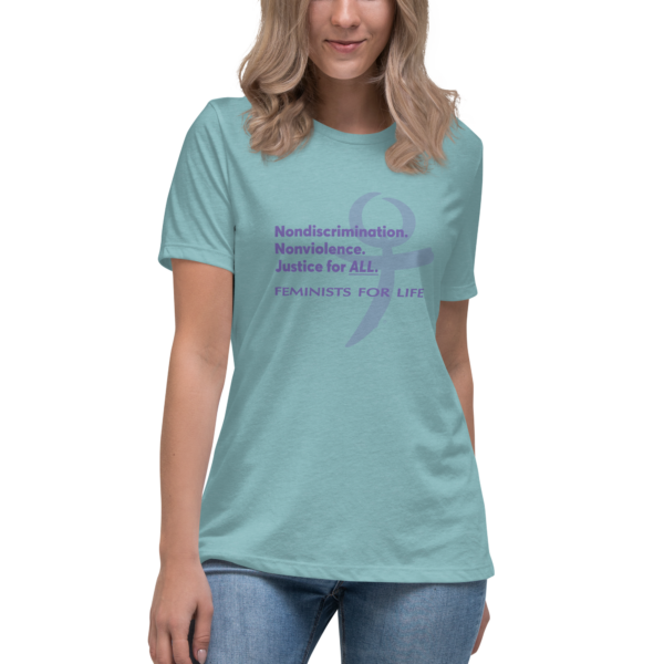 "Nondiscrimination Non-violence Justice for All" Women's Relaxed T-Shirt - Image 2