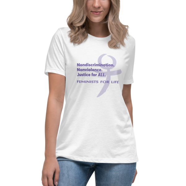 "Nondiscrimination Non-violence Justice for All" Women's Relaxed T-Shirt - Image 3