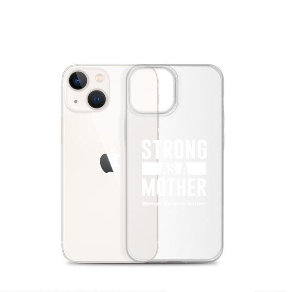 Strong as a Mother Clear Case for iPhone® White Text - Image 16