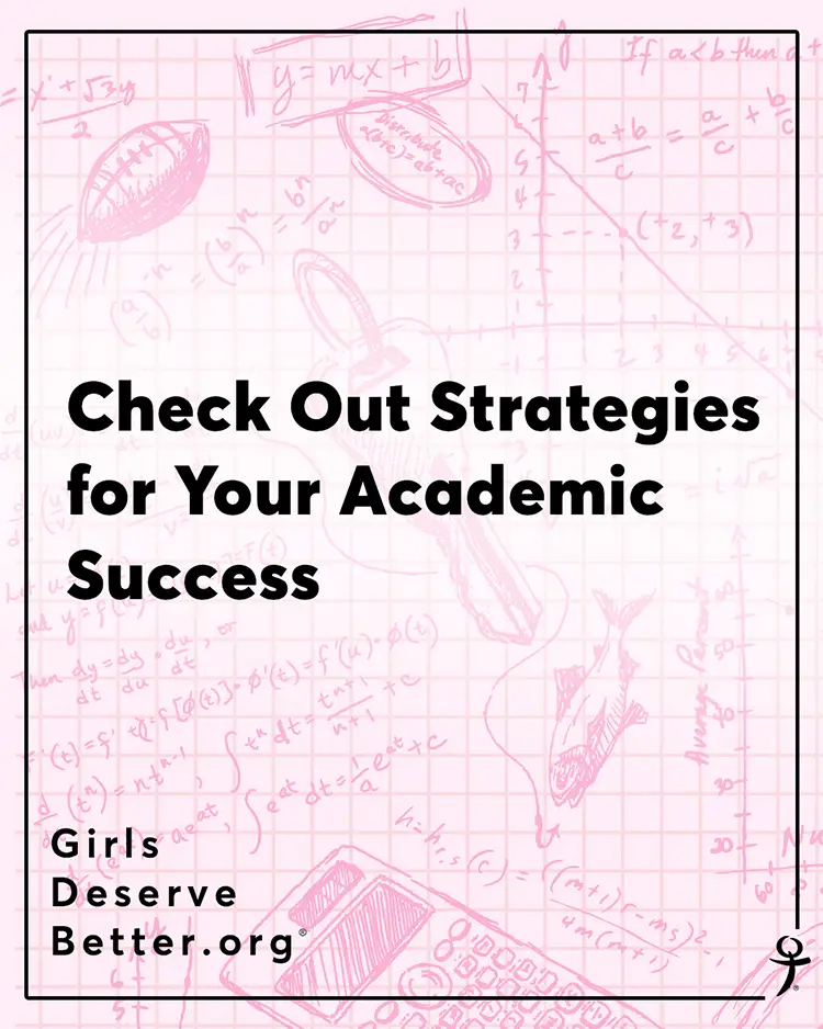 Pink graphic with the text Check Out Strategies for Your Academic Success