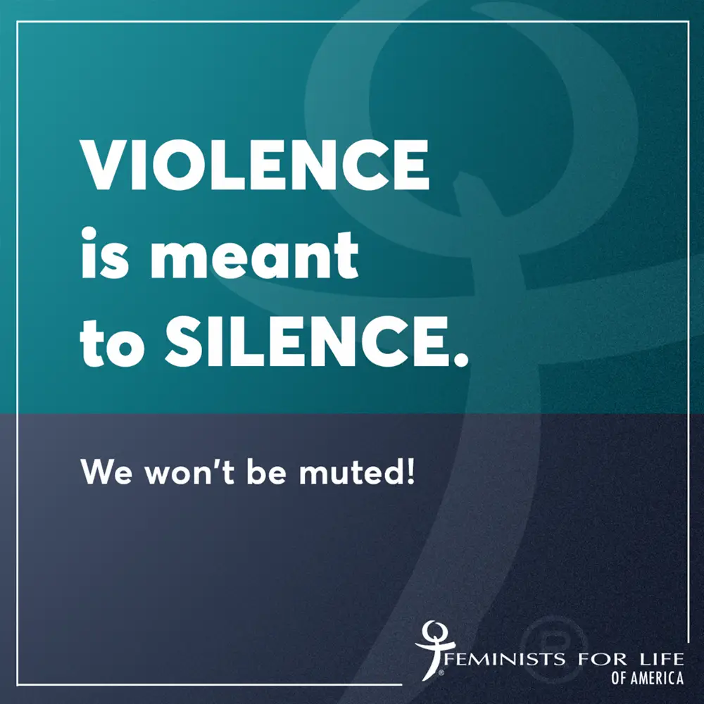 A graphic that says violence is meant to silence. We won't be muted!