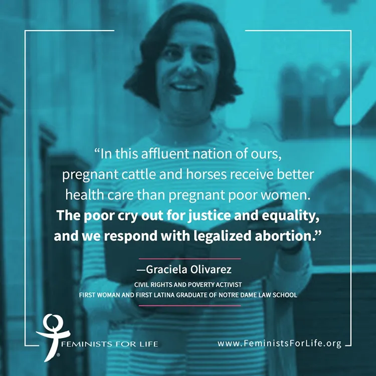 In this affluent nation of ours, pregnant cattle and horses receive better health care than pregnant poor women. The poor cry out for justice and equality, and we respond with legalized abortion. Graciela Olivarez