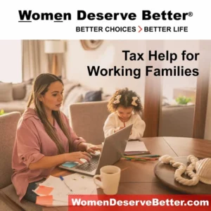 a mom working on taxes
