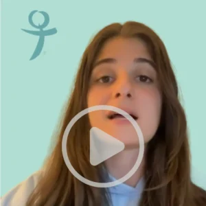 screenshot from a video of a woman talking with the FFL logo behind her